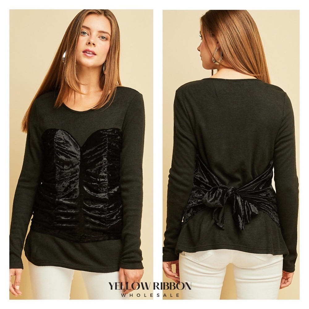 NEW Velvet Bustier w/ Back Self Tie Blouse